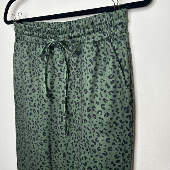 Green and Black Leopard Print Relaxed Fit Draw String Joggers Sweat Pants Medium - Picture 5 of 15
